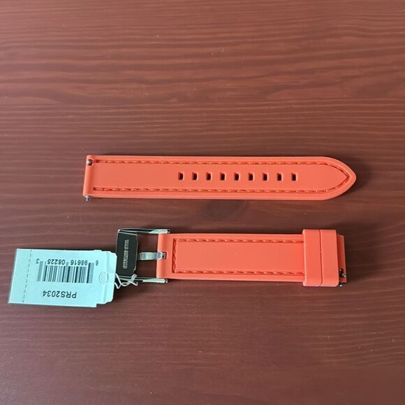 NWT Fossil Orange Watch Strap Belt Silicone Silver Buckle - Picture 7 of 10